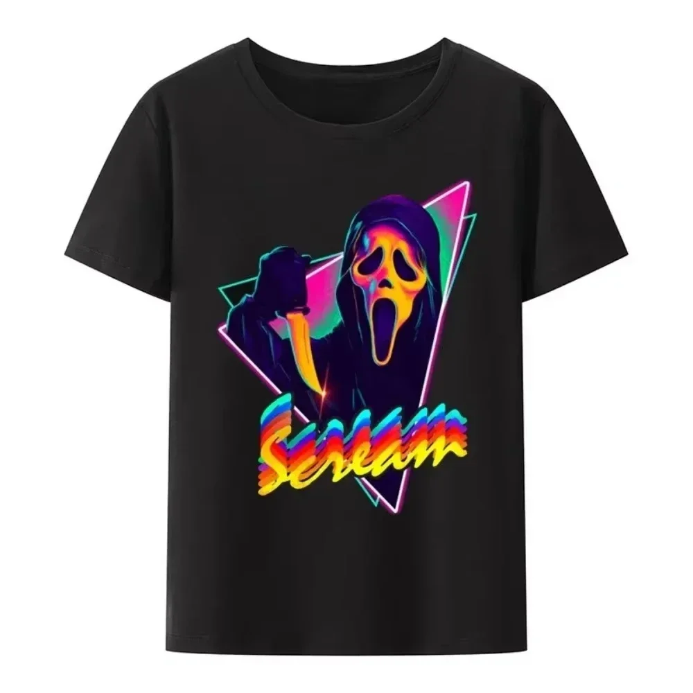 Hallowmas Horror Print T Shirt Casual Loose Women Men Cotton Tee Blouse Soft O Neck Short Sleeve Pullover Clothing