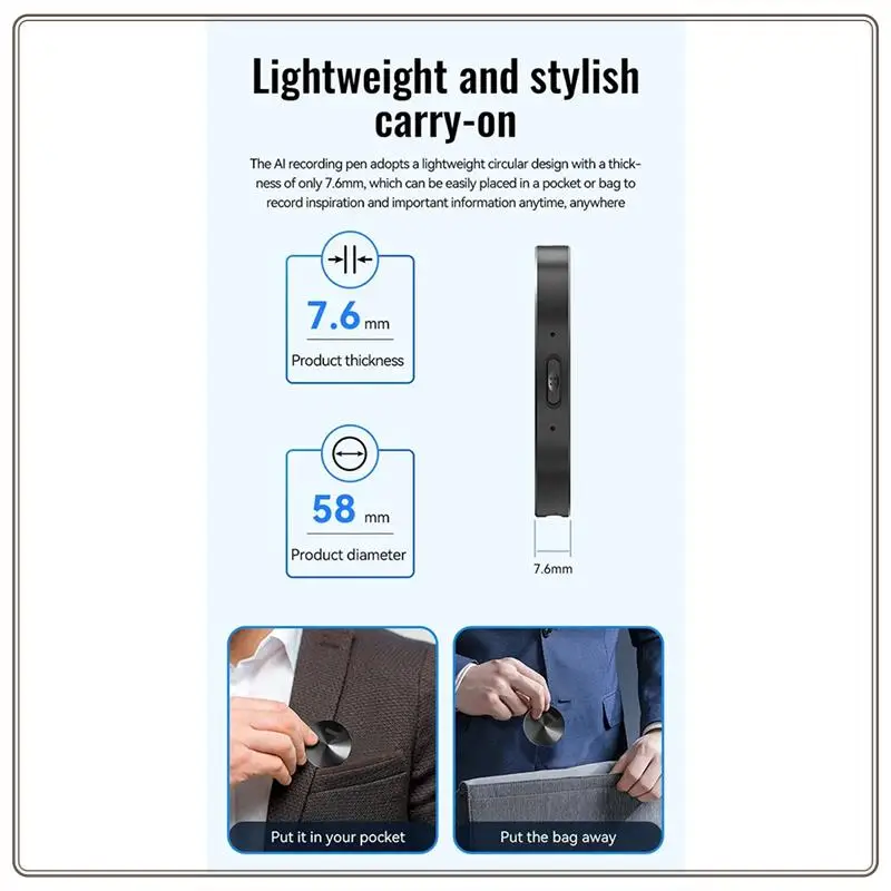 مسجل صوت A6 موثوق به، مسجل صوت صغير يعمل بالذكاء الاصطناعي، مترجم نقل Chatgpt، مسجل صوت A6 صغير يعمل بالذكاء الاصطناعي فلي