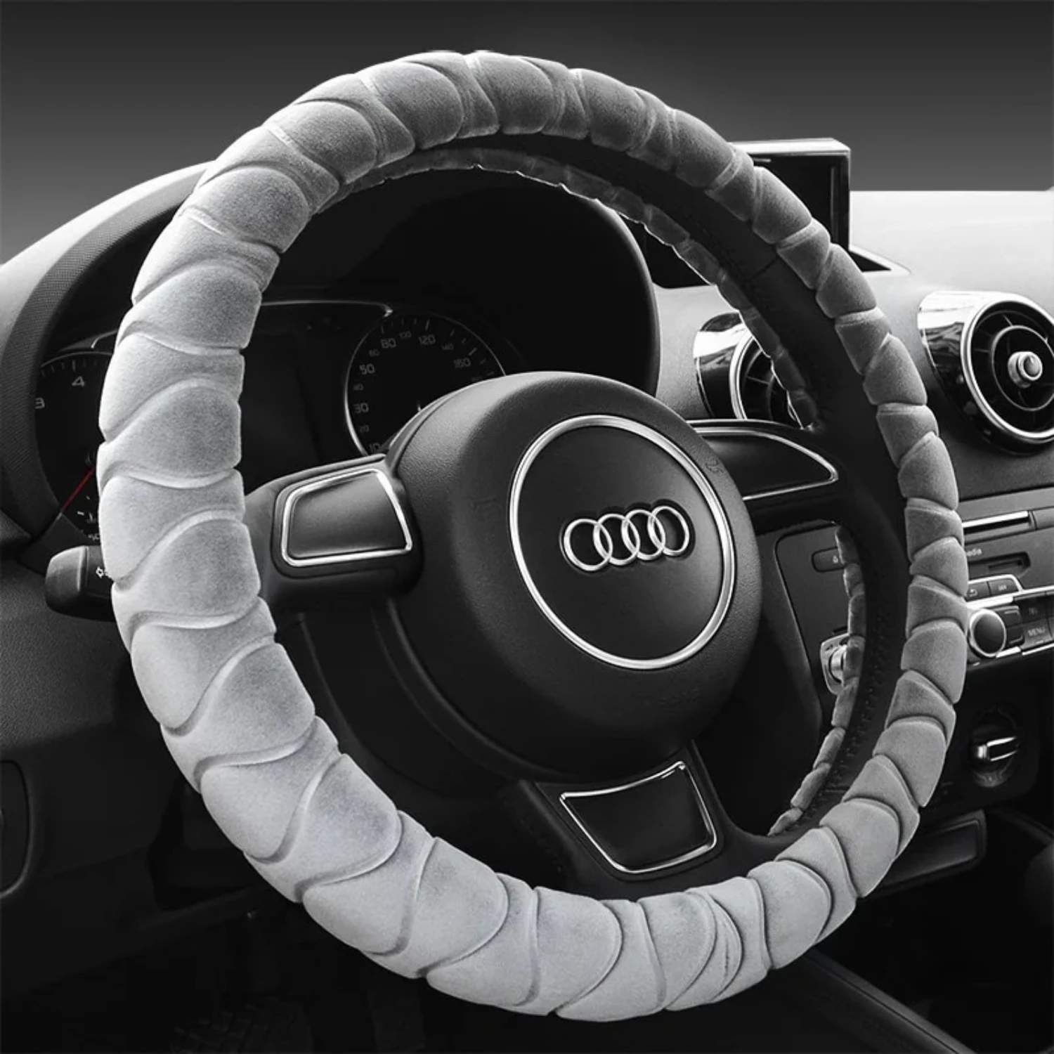 

Stay Stylish and Comfortable Behind the Wheel with this Cozy, Warm, Plush, and Non-slip Short Velvet Steering Wheel Handle Cover