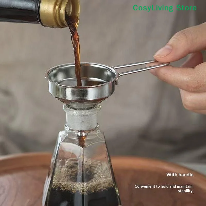 [CL]Stainless Steel Funnel With Handle Small Metal Funnel For Filling Bottles Liquor Wine Oil Coffee Beans Kitchen Gadget[CL]