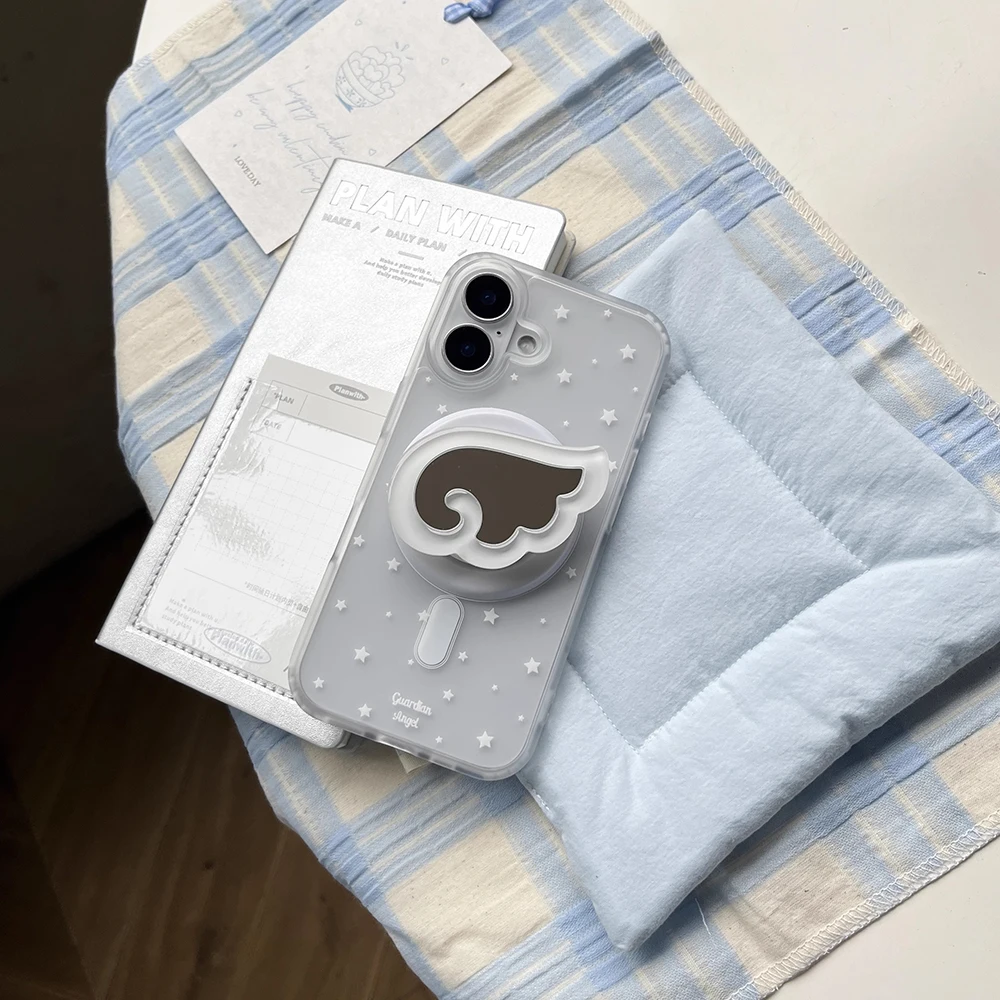 Niedliche Handyhüllen mit Engelsflügeln und Magnetständer für iPhone 18 17 16 15 14 13 Pro Max, Lieblicher Spiegel für Magsafe Rückseite – Detail 5