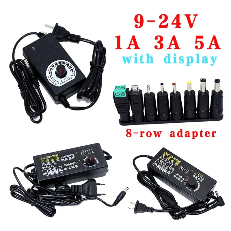 Adjustable Power Supply AC DC 100V-240V To 9V 12V 15V 18V 24V 1A  3A 5A Power Supply Adapter 12 V Volt Universal Adapter