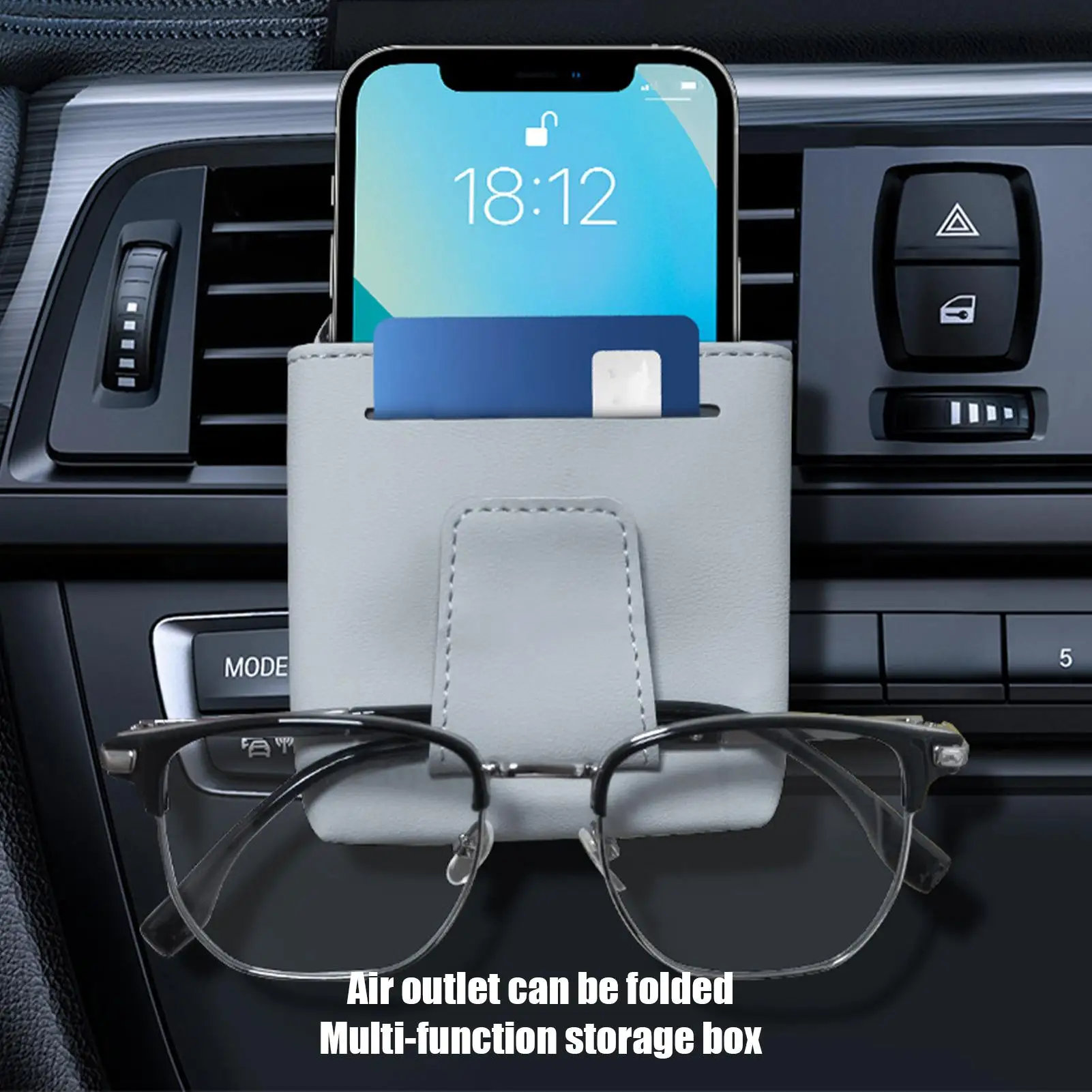 

Car Air outlet storage bag Hanging Mobile phone storage bag Card holder Sunglass Organizer Car Outlet Air Vent Trash Box