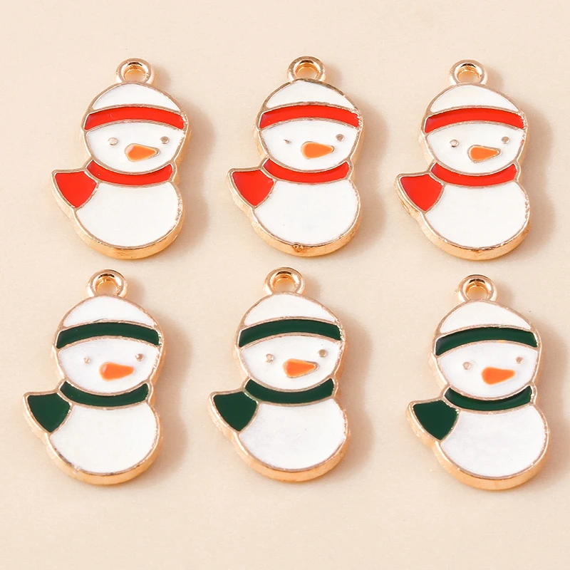 20 Stück gemischte Cartoon-Emaille-Weihnachts-Schneemann-Anhänger für Schmuckherstellung, Ohrhänger, Halsketten, DIY-Bastelzubehör, Geschenk – Detail 6