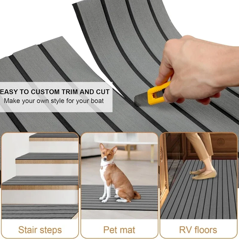 EVA Nautical Rug EVA Foam Boat Self Adhesive Flooring Faux Teak Decking Sheet Pad Marine Yacht RV Deck Mat Carpet Peel and Stick