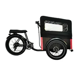 Vélo cargo électrique familial bon marché, 3 roues, 26 pouces, alliage d'aluminium, 500W, 48V, 7 vitesses, tricycle à frein à disque