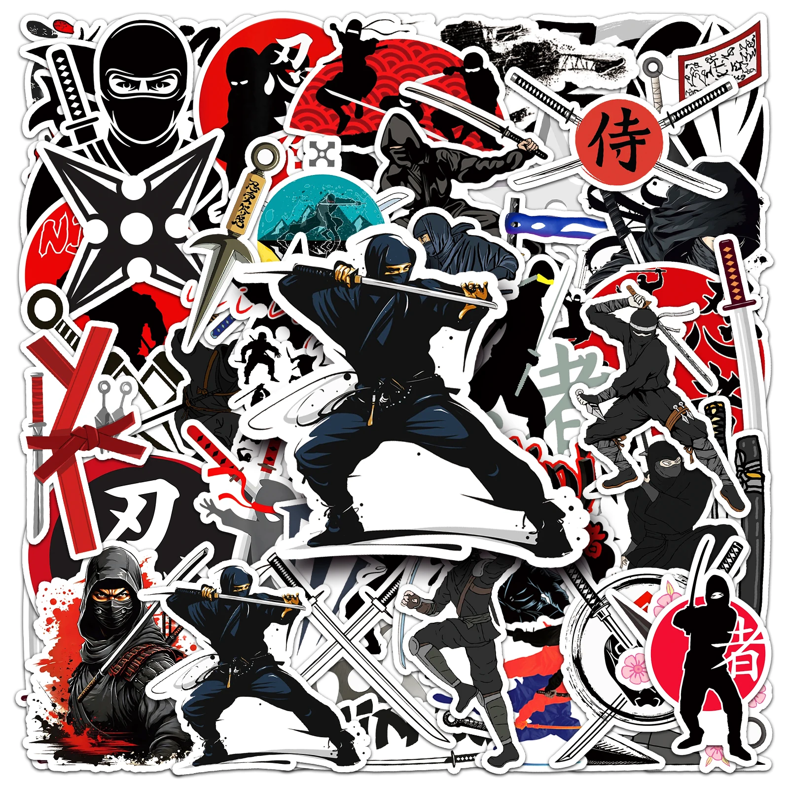 50Pcs Ninja series Cartoon Cute Waterproof Sticker Skateboarding Snowboard Retro Vinyl Sticker