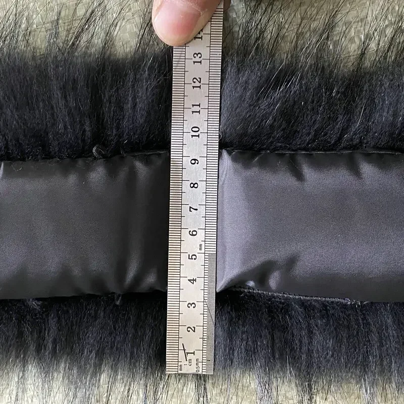 70x13cm Natural Mink Fur Black Collar for DIY Apparel Sewing Fluffy Trimming Fabric Coat Hood Shawl Sewing Costume Decoration