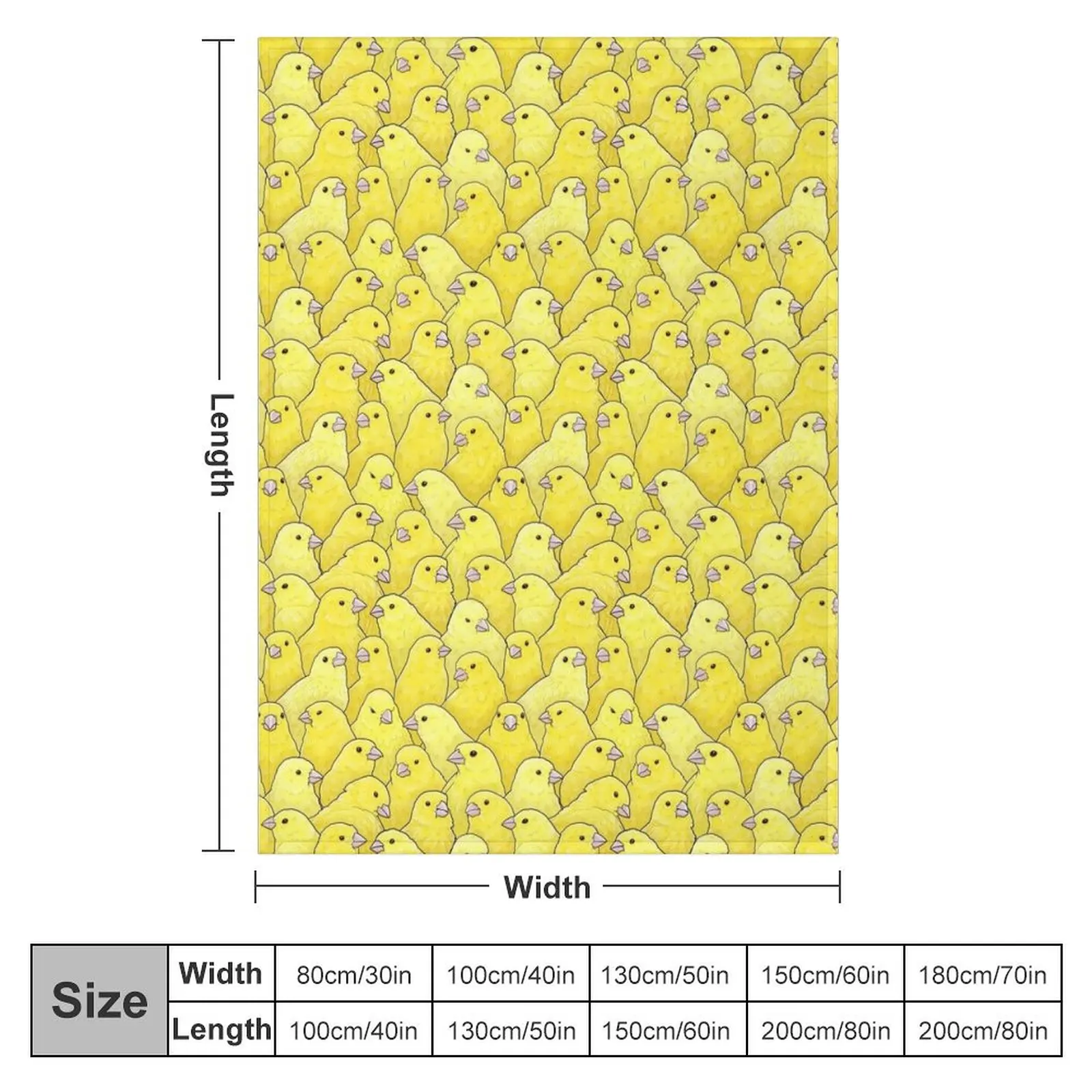 Yellow Canary Pattern Throw Blanket Bed linens Large Blankets