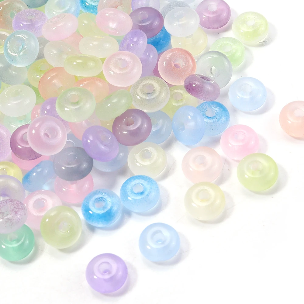 100Pcs 3x6mm Jelly Color Imitation Jade Glass Beads Abacus Beads Wheel Shape Loose Spacer Beads For Jewelry Making DIY Accessory