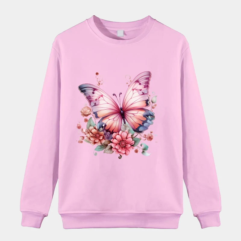 

Fashion Women Men Solid Color Long Sleeve Butterfly Oversized Sweatshirt Ladies Streetwear Slouch Pullover Jumper Tops