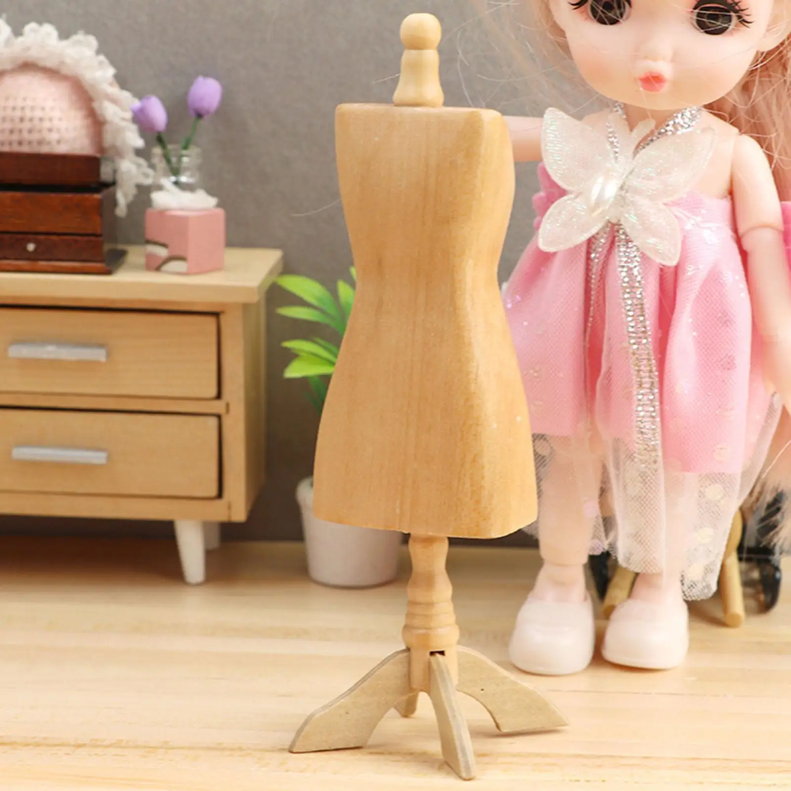 

1:12 Scale Dollhouse Miniature Model Hanger Necklace Mannequin Freestanding Jewelry Stand Jewelry Organizer for Diorama Decor