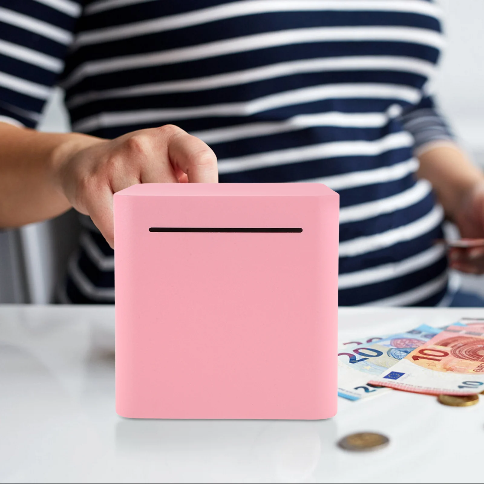 

Stainless Steel Coin Bank Unbreakable Money Saving Box Compact Desktop Piggy Bank Metal Savings Container Coins Container