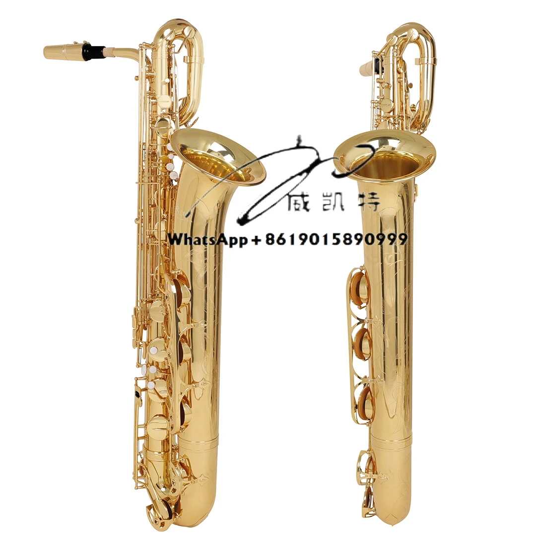 

High Quality Brass Instrument White Shell Button Baritone Saxophone