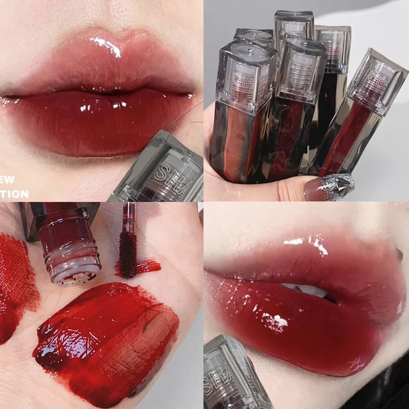 Mirror Jelly Lip Gloss 6 Colors Moisturizing Lip Glaze Lasting Hydrating Non-stick Cup Liquid Lipstick  Lip Tint Korean Makeup