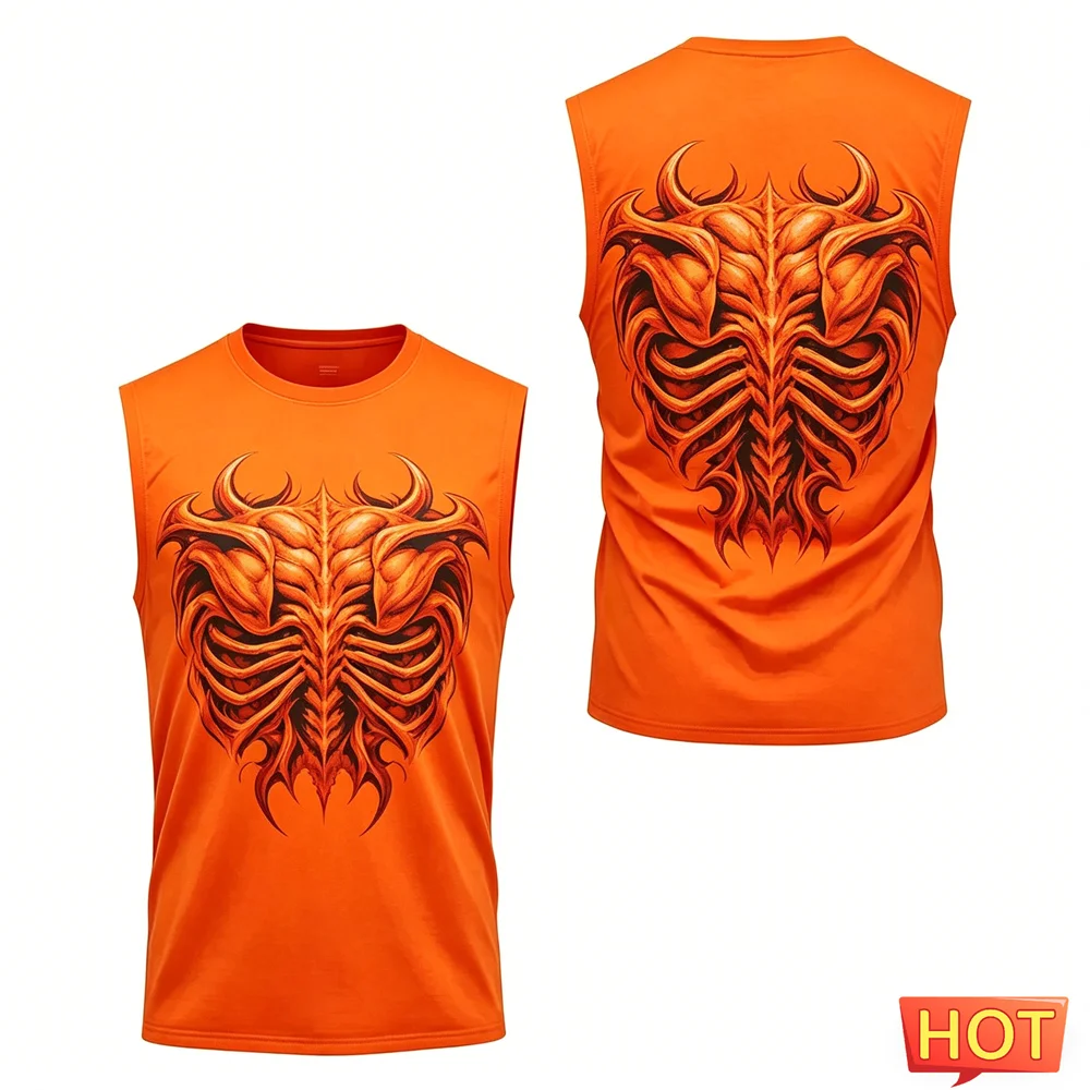 3D Muscle striped printed vest Summer Men's Sleeveless T-shirt quick-dry men's t-shirts and tank tops Polyester shoulder T-shirt