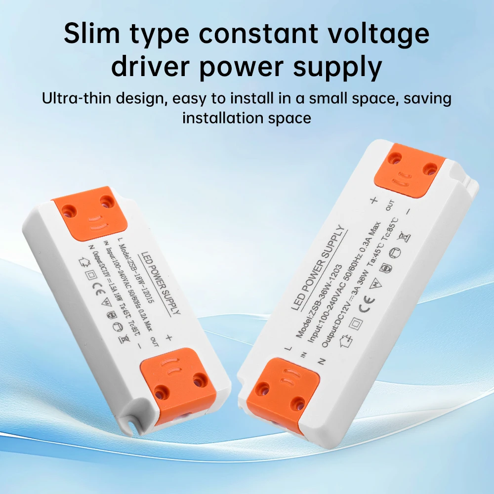 Transformador de iluminación ultrafino DC 12V LED fuente de alimentación de accionamiento de voltaje constante 12W18W24W36W entrada de AC185-260V