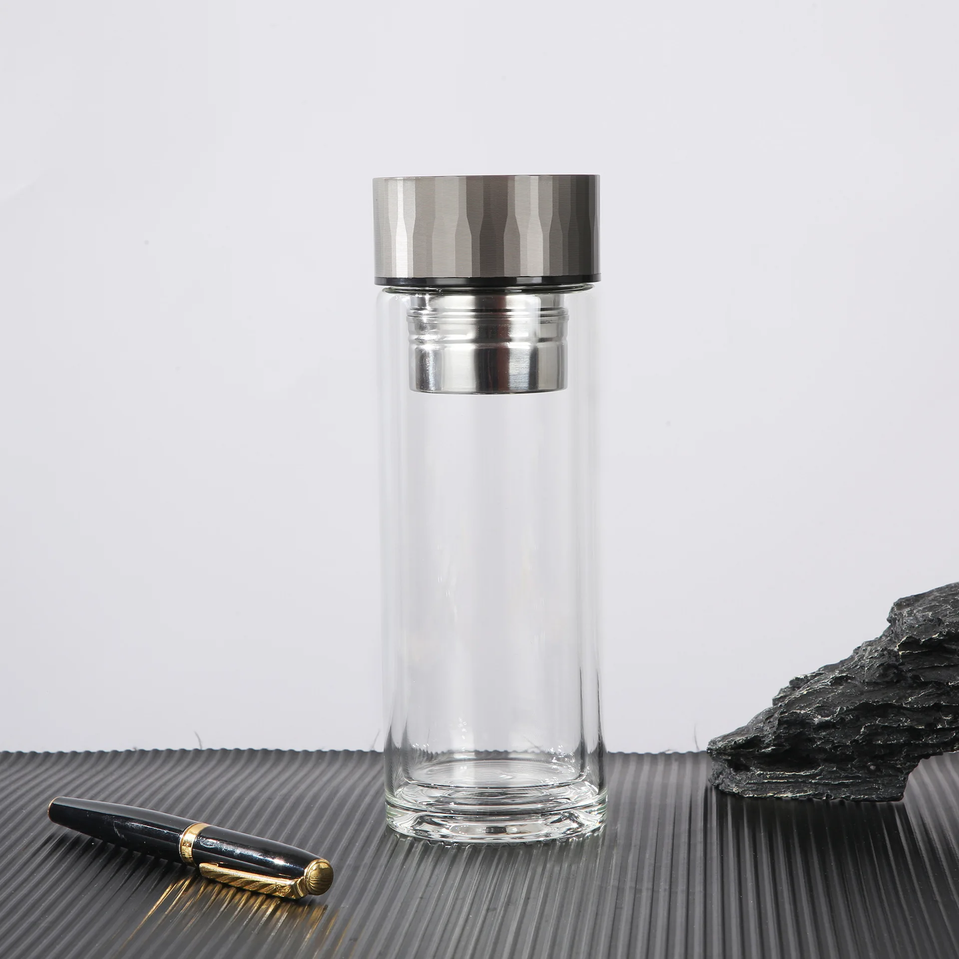 High Borosilicate Double Layer Separation Glass Creative Gift Water Advertising Portable Business Tea Cup