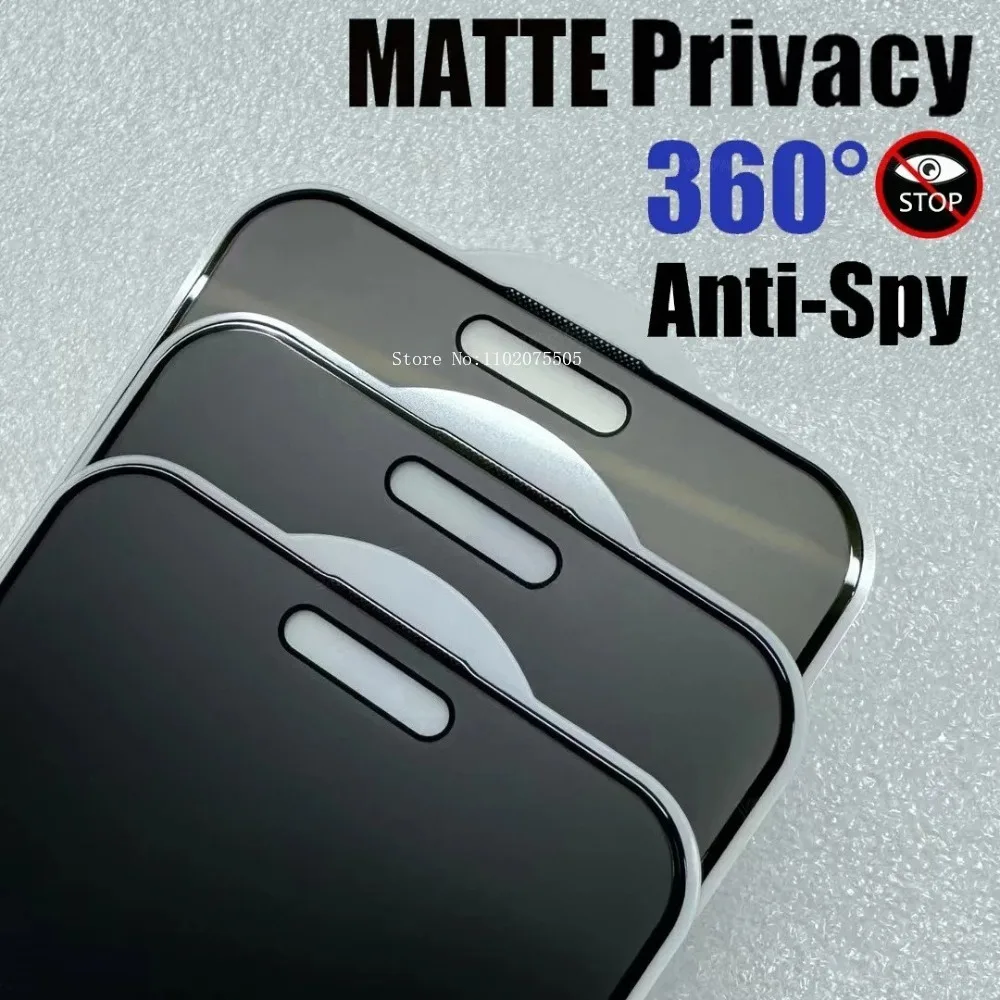 

2pcs Matte Privacy Anti Spy Tempered Glass for iPhone 13 14 15 16 17 Promax Pro Plus 16e Air Screen Protector Anti-Fingerprint