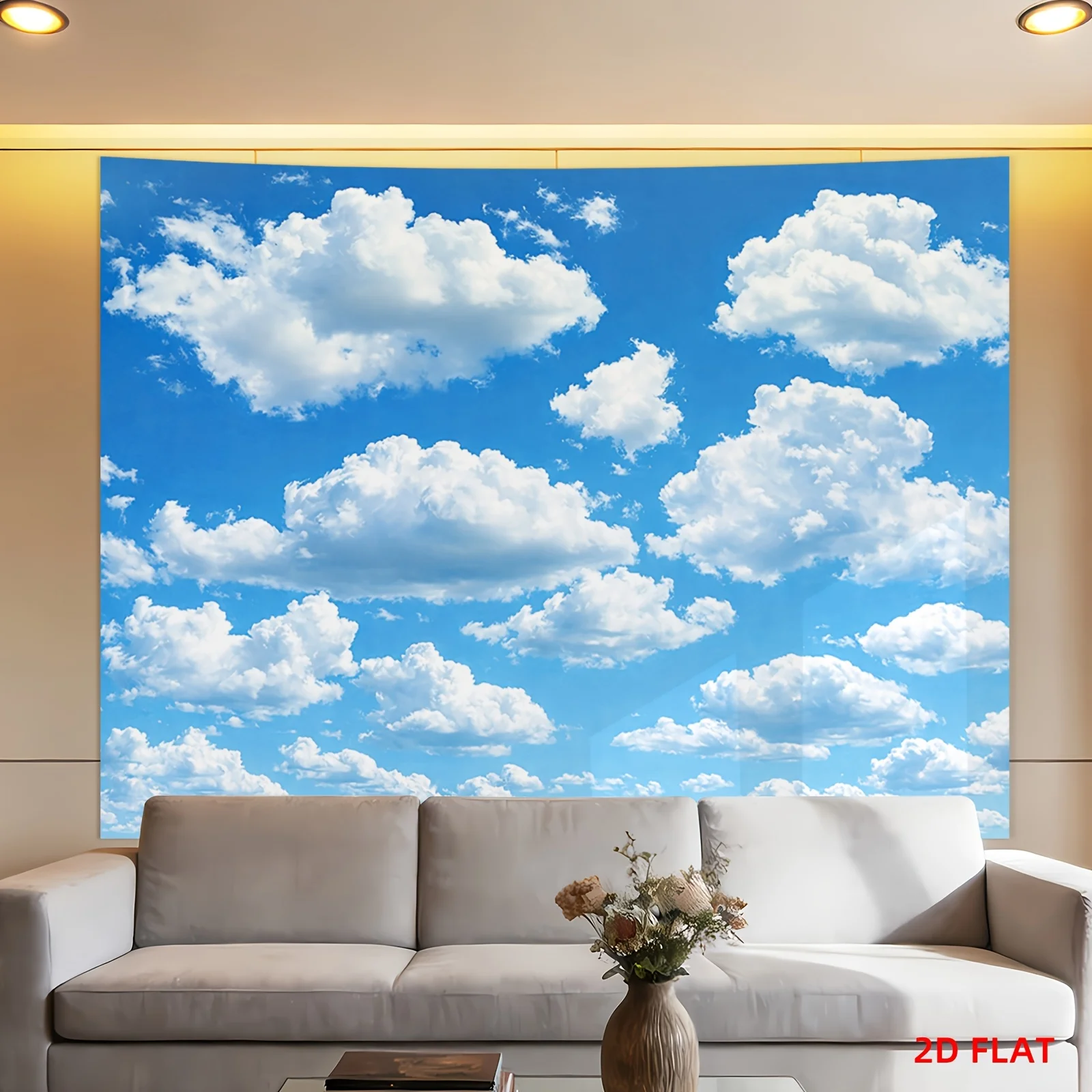 Stunning Blue Sky Cloud Tapestry Wall Art Large Decorative Canvas Print for Modern Living Room Home Decor Nursery Sky Nature Bac
