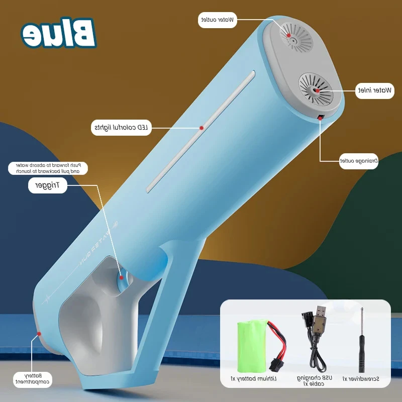 Pistola de agua automática para niños y adultos, juguete potente de Corea con LED de absorción de agua, Soaker eléctrico de alta presión