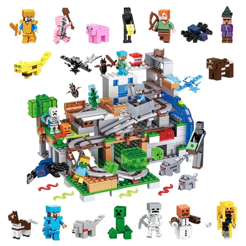 compatible Minecraft model gift Organ Build model blocks + Steve's Action Digital matching block toys for Children's Day gifts