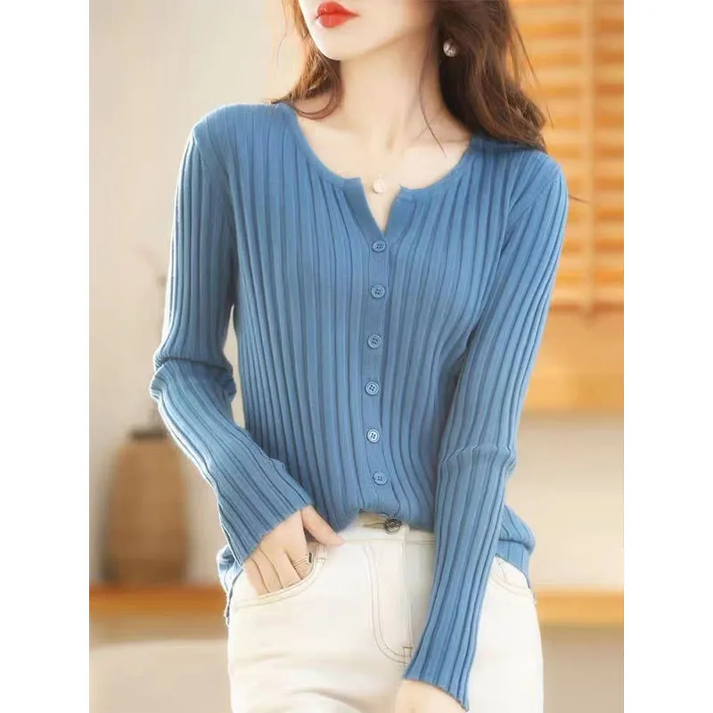 

V-Ne Knitted Open Cardigan Women's Slim Fit Long Sve Camere Wool Sweater Autumn Winter Faion Anti-Aging