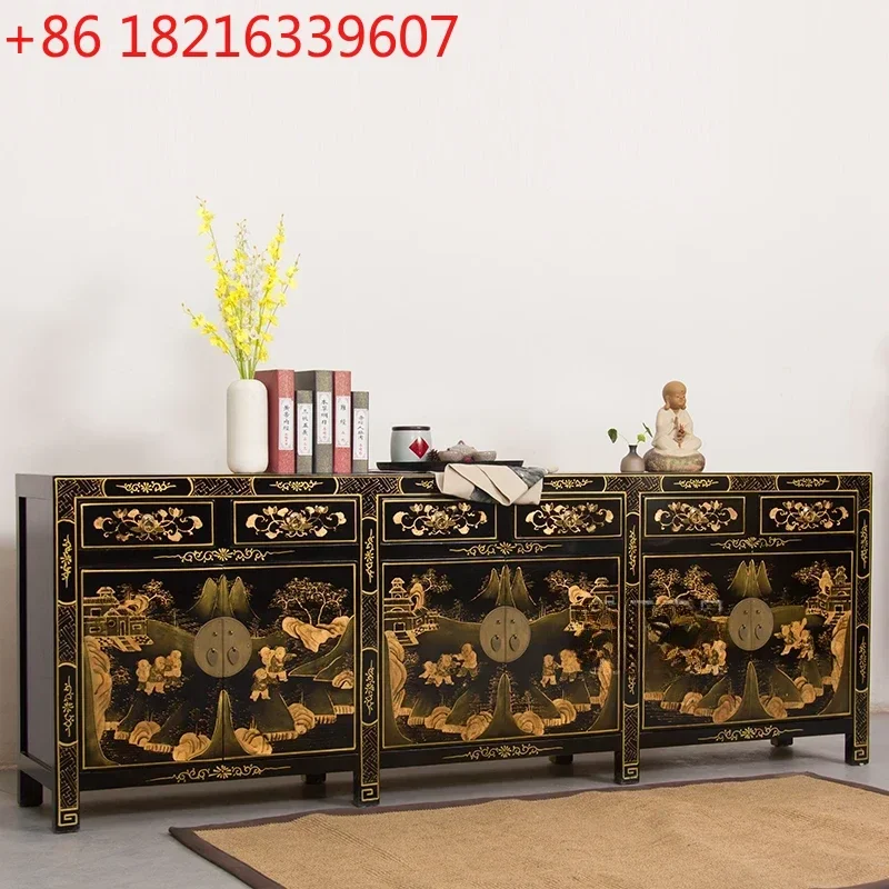 Antique Reproduction Furniture Solid Wood Sideboard Vintage Vintage Sideboard Decorative Cabinet