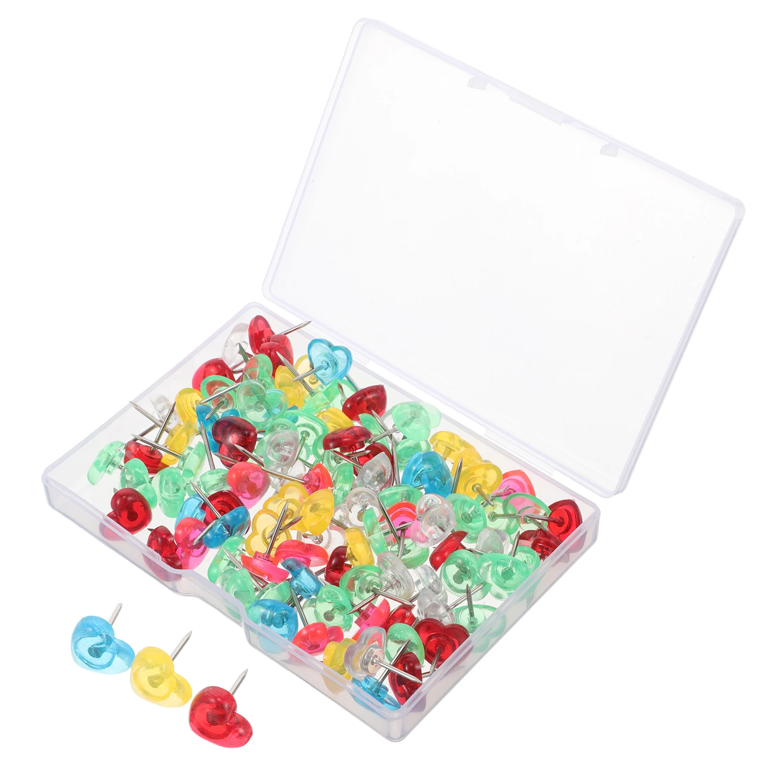 

100pcs Heart Tacks For Bulletin Board Shaped Thumbtacks Pink Red Plastic Photo Wall Decorative Pushpins for Bulletin Cork
