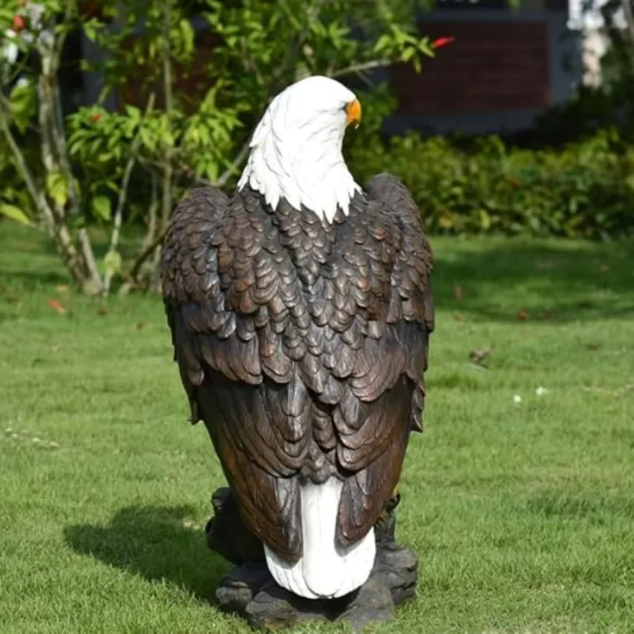 24.4H Large Outdoor Bald Statue for Garden, Porch, Yard Patio Weather-Resistant Resin, Matte Gray Finish, Lifelike Texture Stur