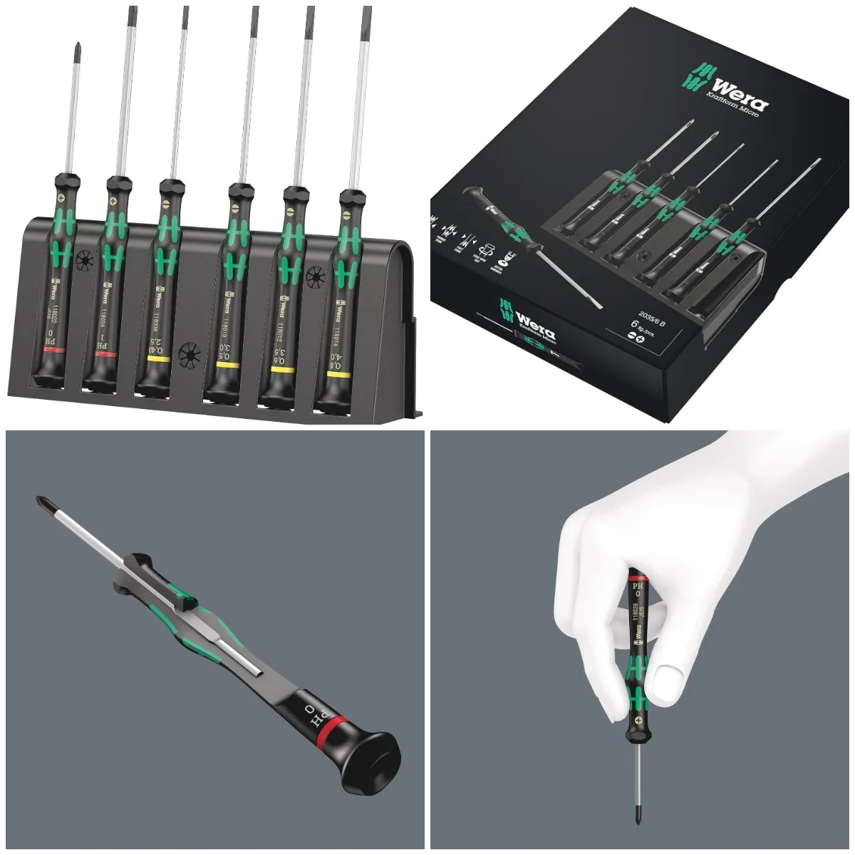 

2035/6 Kraftform MicroSlotted/Phillips Electronics Screwdriver Set and Rack, 6-Piece, 05118152001