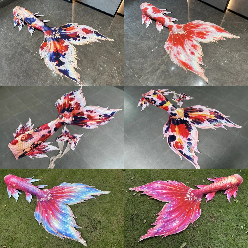 Женский купальник-русалка Koi Big Mermaid Tail для взрослых, летний пляжный костюм, профессиональный, для аквариумных выступлений, с высокой четкостью изображения, на заказ