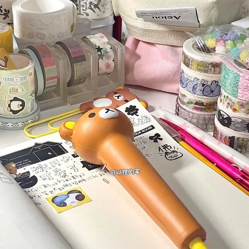 Kawaii Rilakkumas Presse Stift Originalität Student Pinch Ress Gel Stift Nette Anime Cartoon Lernen Liefert Mädchen Geburtstag Geschenk Spielzeug