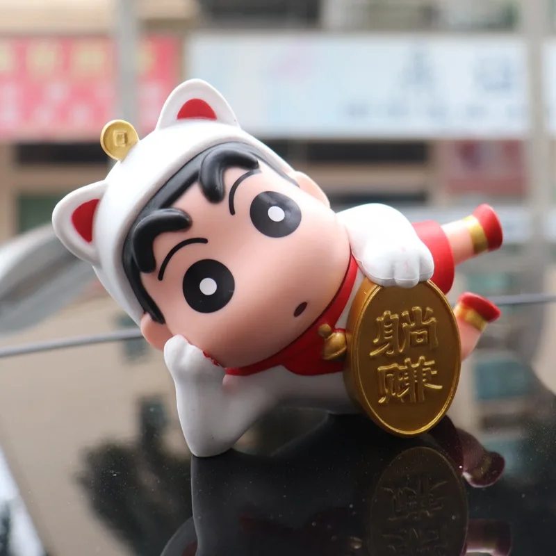 

Crayon Shin-chan Lying down to earn money Anime Action Figure Toys 9CM