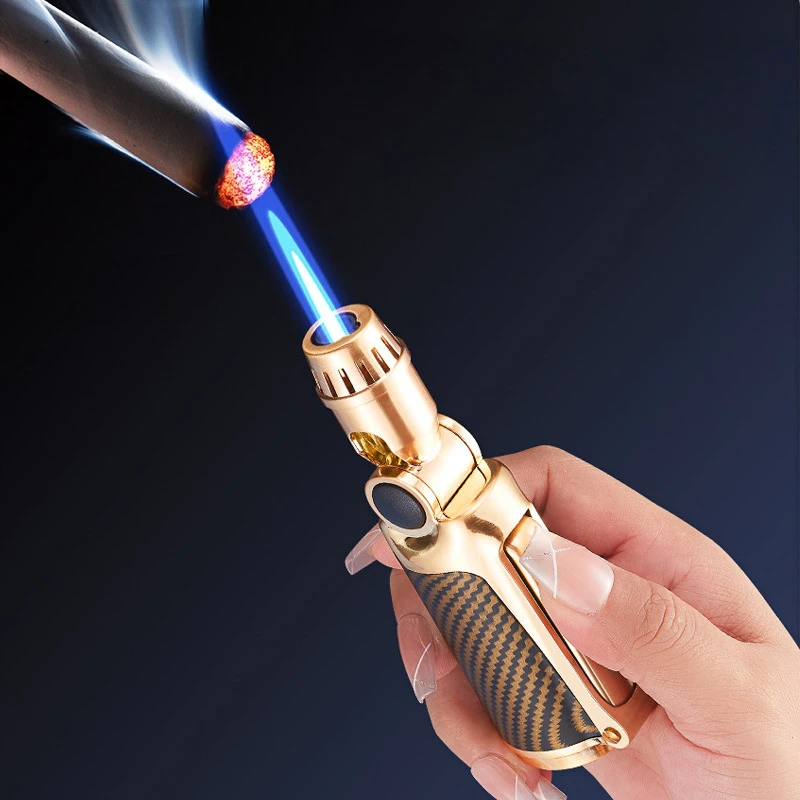JOBON Foldable Windproof  Lighter, Jet Flame Refillable Butane Cigar Lighter Safety Lock & Visible Fuel Window Smoking Accessory