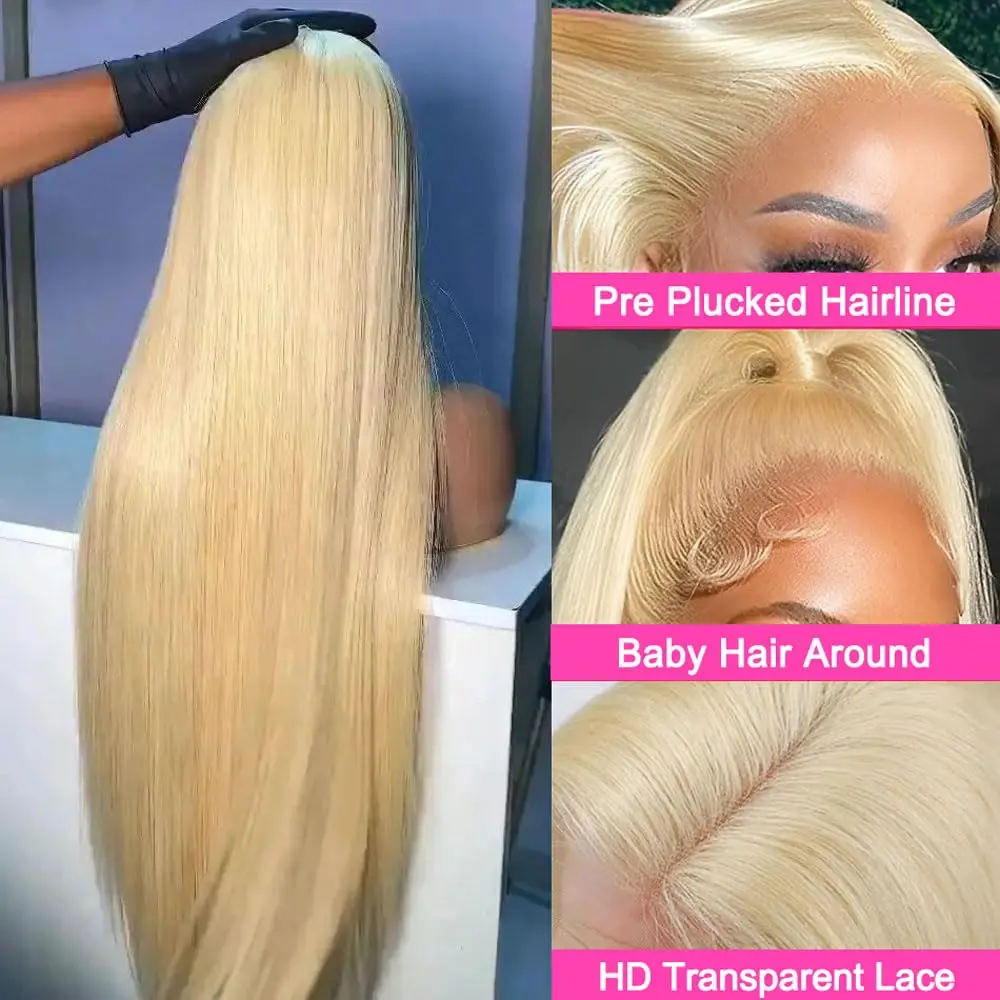 13x6 Transparent 613 Blonde Lace Frontal Wig Brazilian Remy Straight 13x4 Lace Front Human Hair Wig For Women Pre Plucked