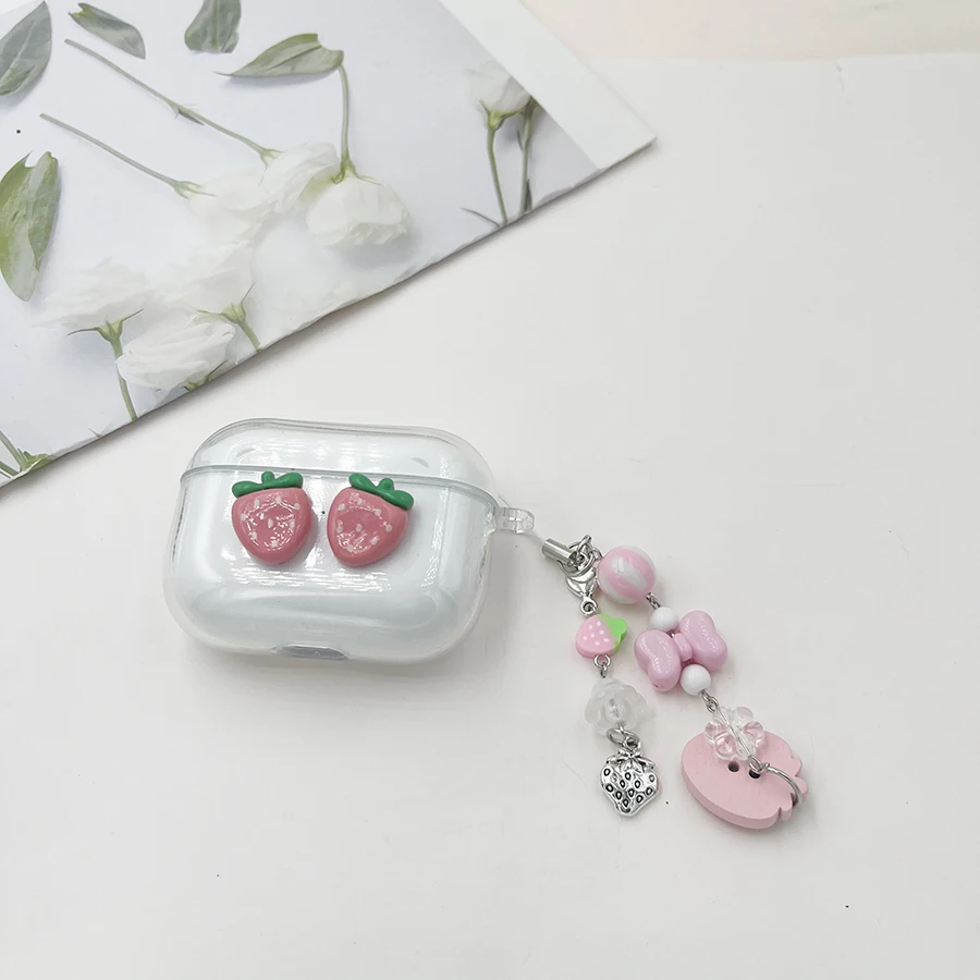 Capa com pingente de fruta de pêssego para Huawei FreeArc Capa de silicone para fone de ouvido para Huawei Free Arc capa