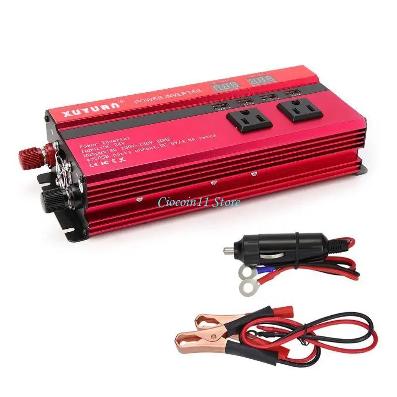 Y1UB Solar Power Inverter Sine Wavy LED 4 USB DC12 To AC110V/220V Convert