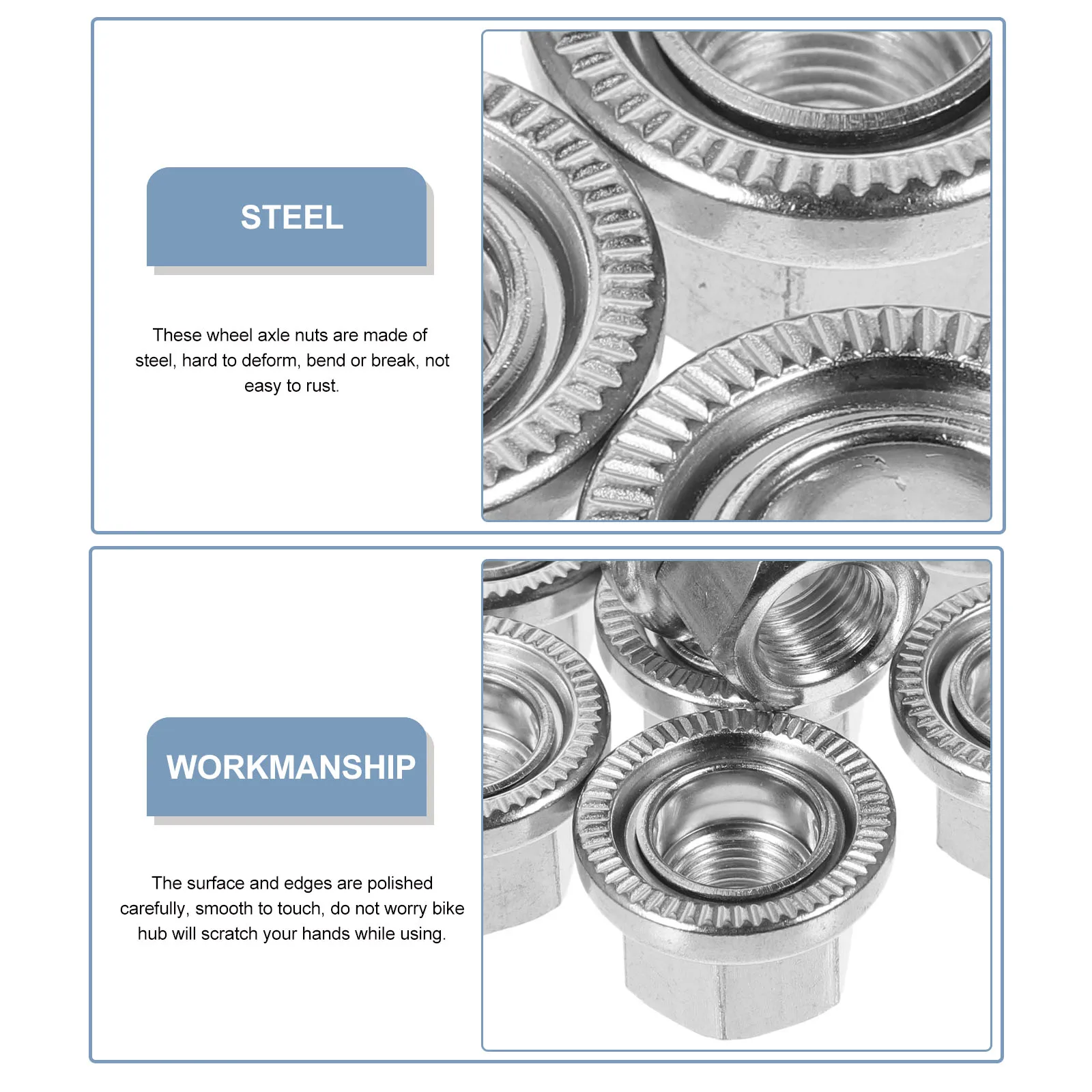 

10pcs Nuts Steel Wheel Axle Nuts Rustproof Universal Bicycle Replacement Bike Accessories For Mountain Road Bikes