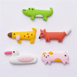 5pcs Kawaii Cartoon Animal Crocodile Fox Duck Flatback Cabochons Craft Embellishments Phone Deco Parts DIY Hair Bows Accessories