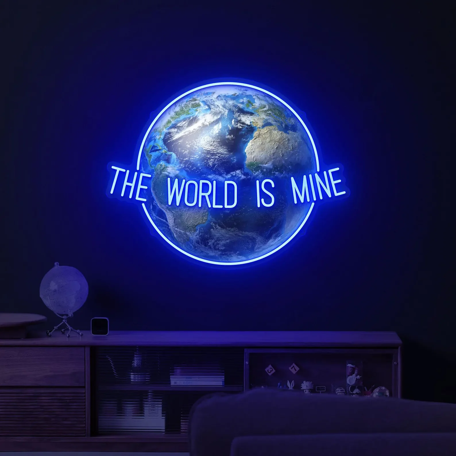 The World Is Mine Neon Sign,Office Wall Decor,Globe Wall Art,Travel Gift Decor,Motivational Neon,Business Neon Sign