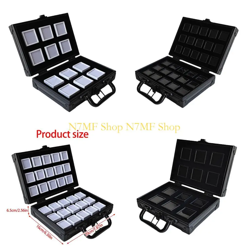 N7MF Portable Size Aluminum Alloy Gemstones Organizers With Soft Sponge Cushion Designs for Home or Exhibition Display Use