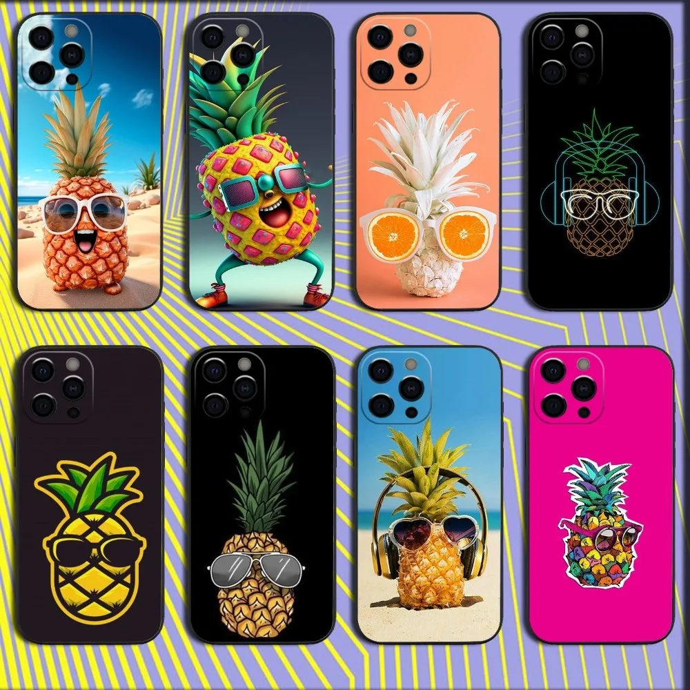 

Cool Pineapple Fruit Phone Case For iPhone 16,15,14,13,12,11,Pro,X,XS,Max,XR,Plus,Mini Soft Black Cover
