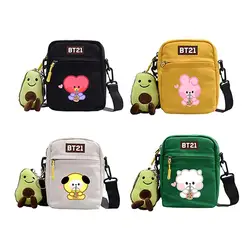 Kawaii Cartoon Bt21 Crossbody Bag Cute Drink Milk Tea Cooky Printed Small Square Bag Portable Sanitary Napkin Storage Bag Gift