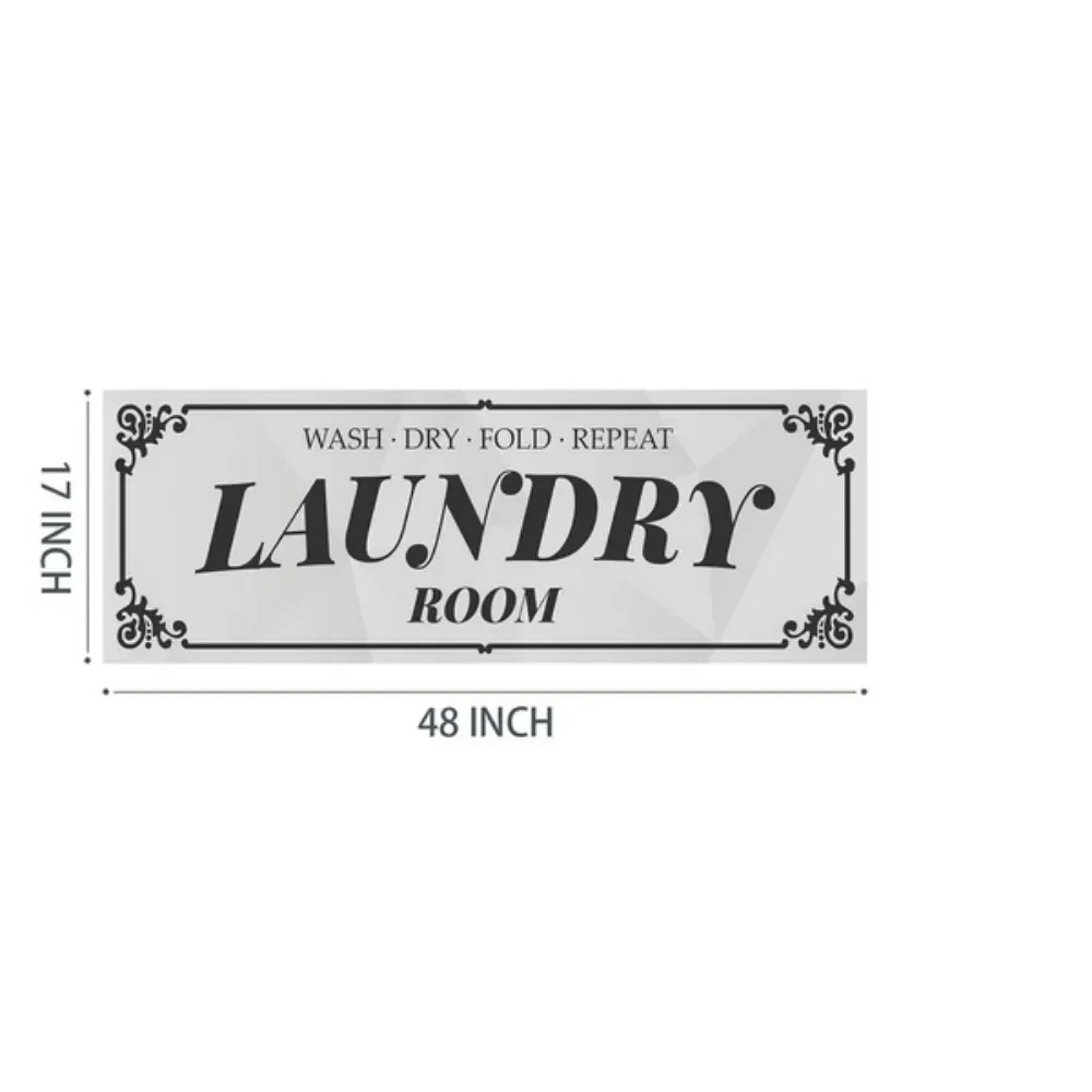 

Laundry Room Rug: 17"X48" Laundry Room Decor and Accessories Non-Slip Light Grey Runner Rug Machine Washable Design Laundry Mat