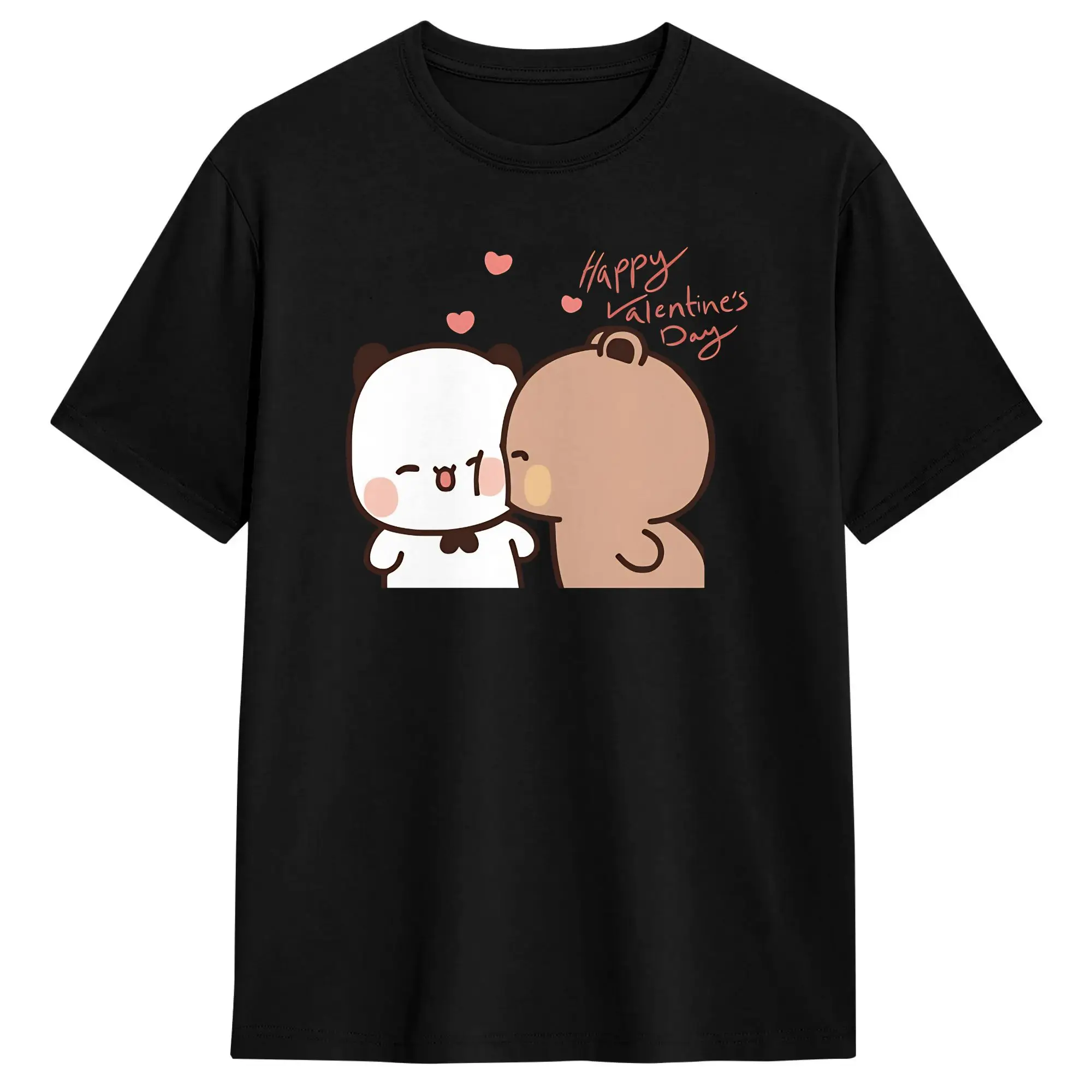 2026 Happy Valentine My Love BuBu Panda From DuDu Cotton T-Shirt for Adult Summer Y2K T Shirts O Neck Novelty Tees Clothing