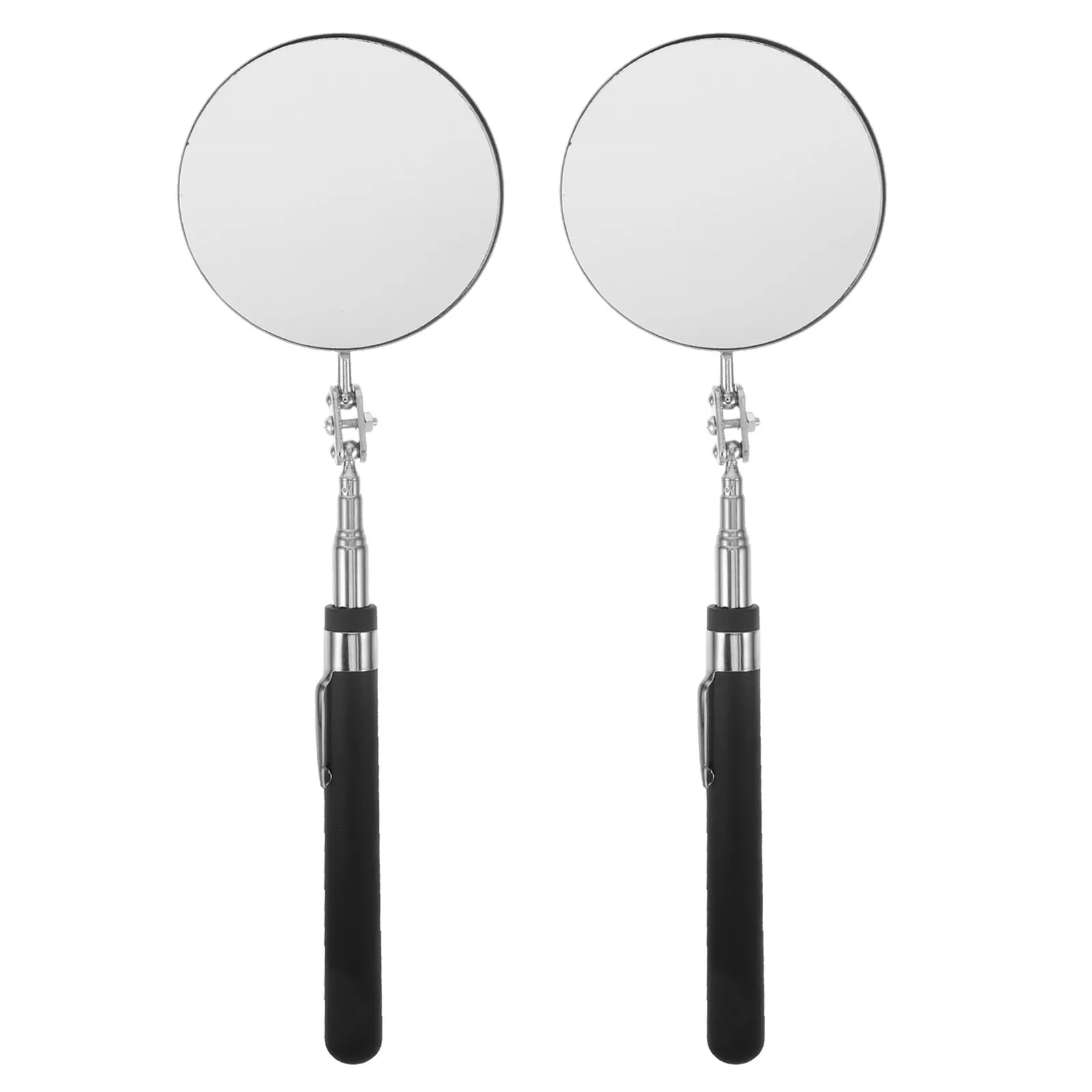 2Pcs Retractable Car Inspection Mirror Adjustable Telescopic Stainless Steel Handle Auto Mechanic Bottom Inspection Tool