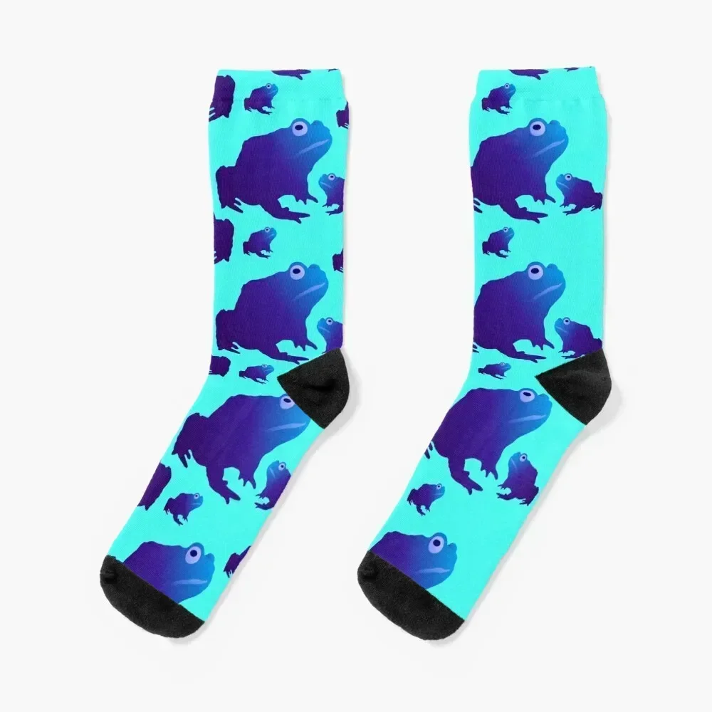 Blue Toad Pattern (on teal) Socks moving stockings luxury Christmas happy Mens Socks Women's