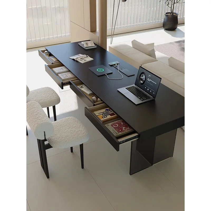 

Solid wood computer desk household simple modern light luxury high-end log desk bedroom