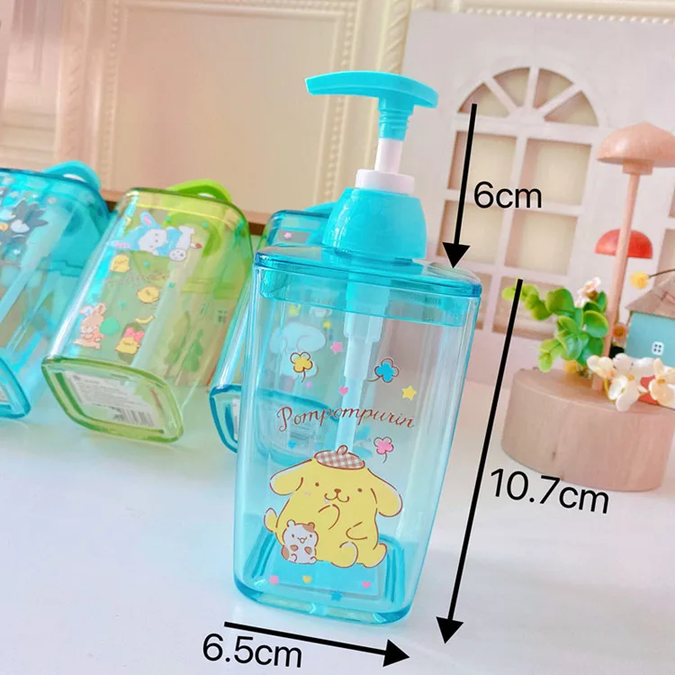 Sanrio Candy Color Soap Bottle Hello Kitty Cinnamoroll Girly Heart Press Bottle Bathroom Shower Gel Shampoo Dispensing Bottle